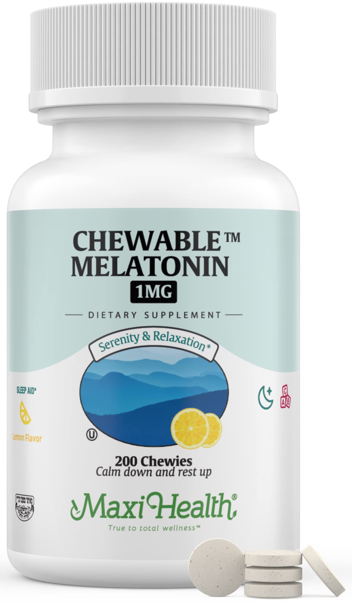 Maxi Health Melatonin 1mg Chewable Tablets lemon flavour