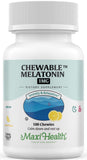 Maxi Health Melatonin 1mg Chewable Tablets on a wooden surface