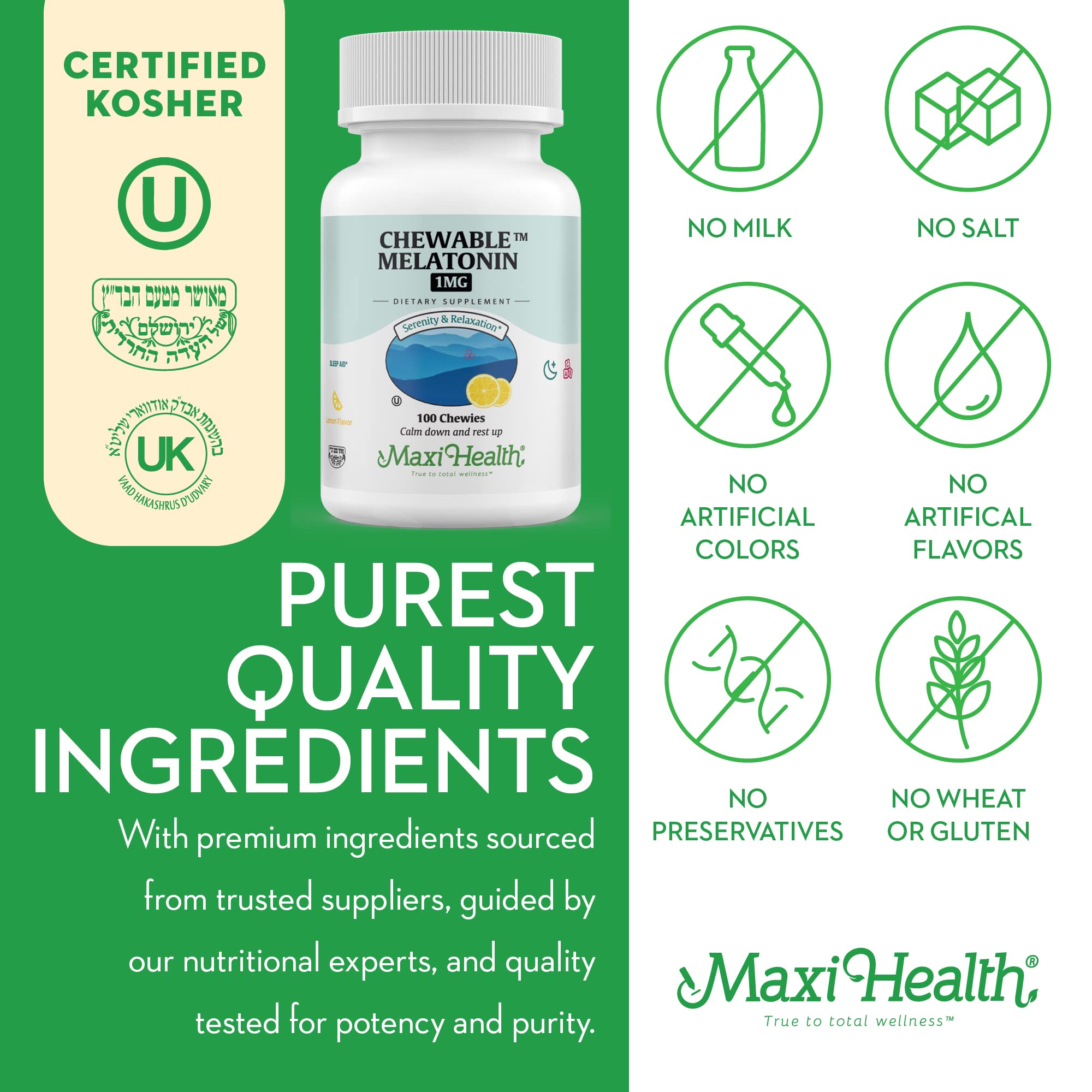 Maxi Health Melatonin 1mg Chewable Tablets with lemon slices
