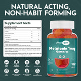 Maxi Health Melatonin Gummies 1mg with a measuring spoon