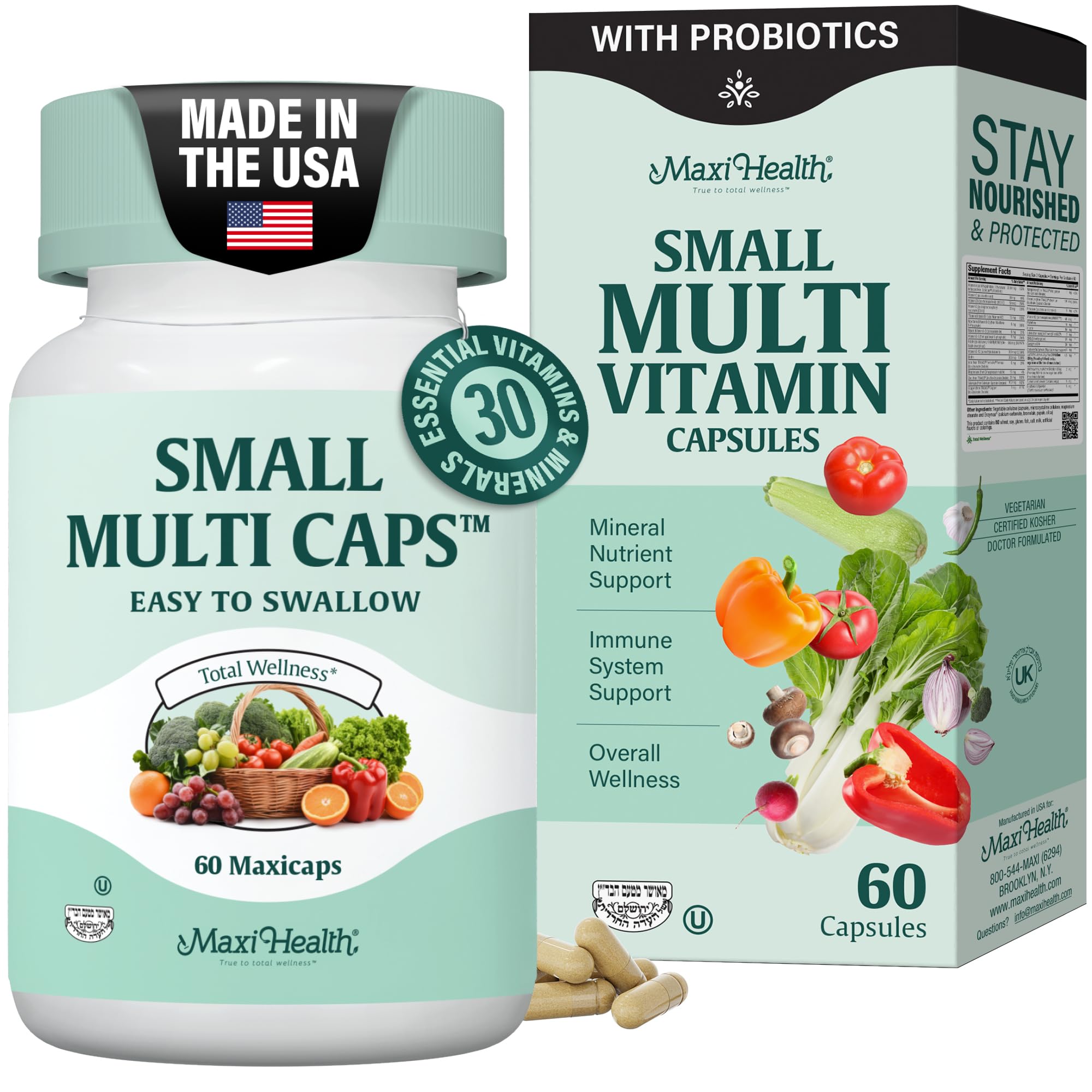 Maxi Health Mini Multi Vitamins 60 capsules front view