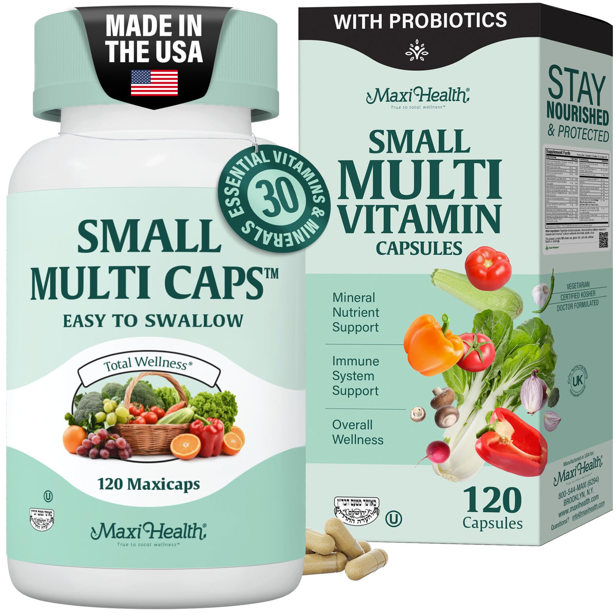 Maxi Health Mini Multi Vitamins Capsules front view