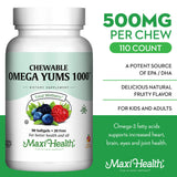 Maxi Health Omega-3 Chewable Supplement 1000mg Fruity Burst back view