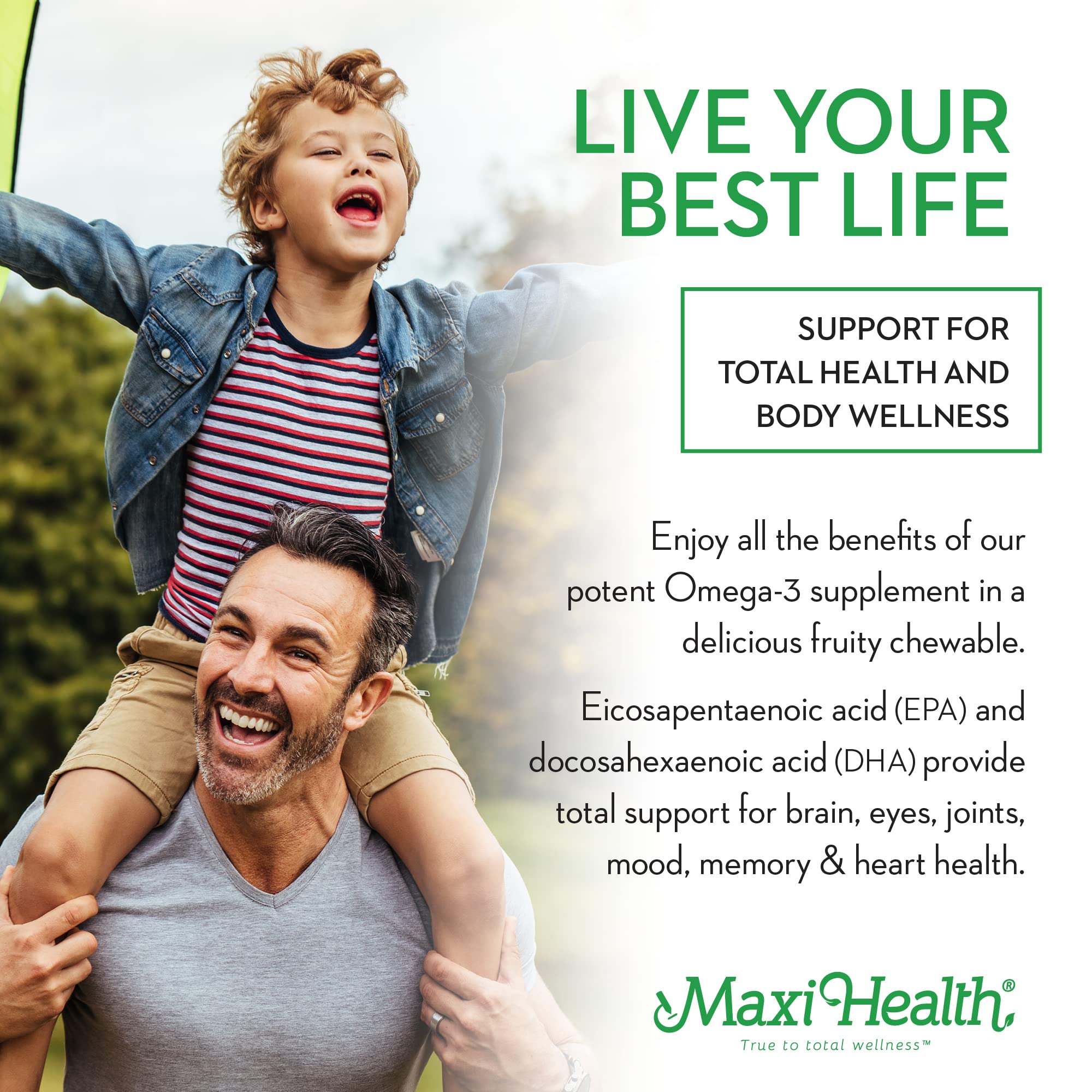 Maxi Health Omega-3 Chewable Supplement 1000mg Fruity Burst packaging