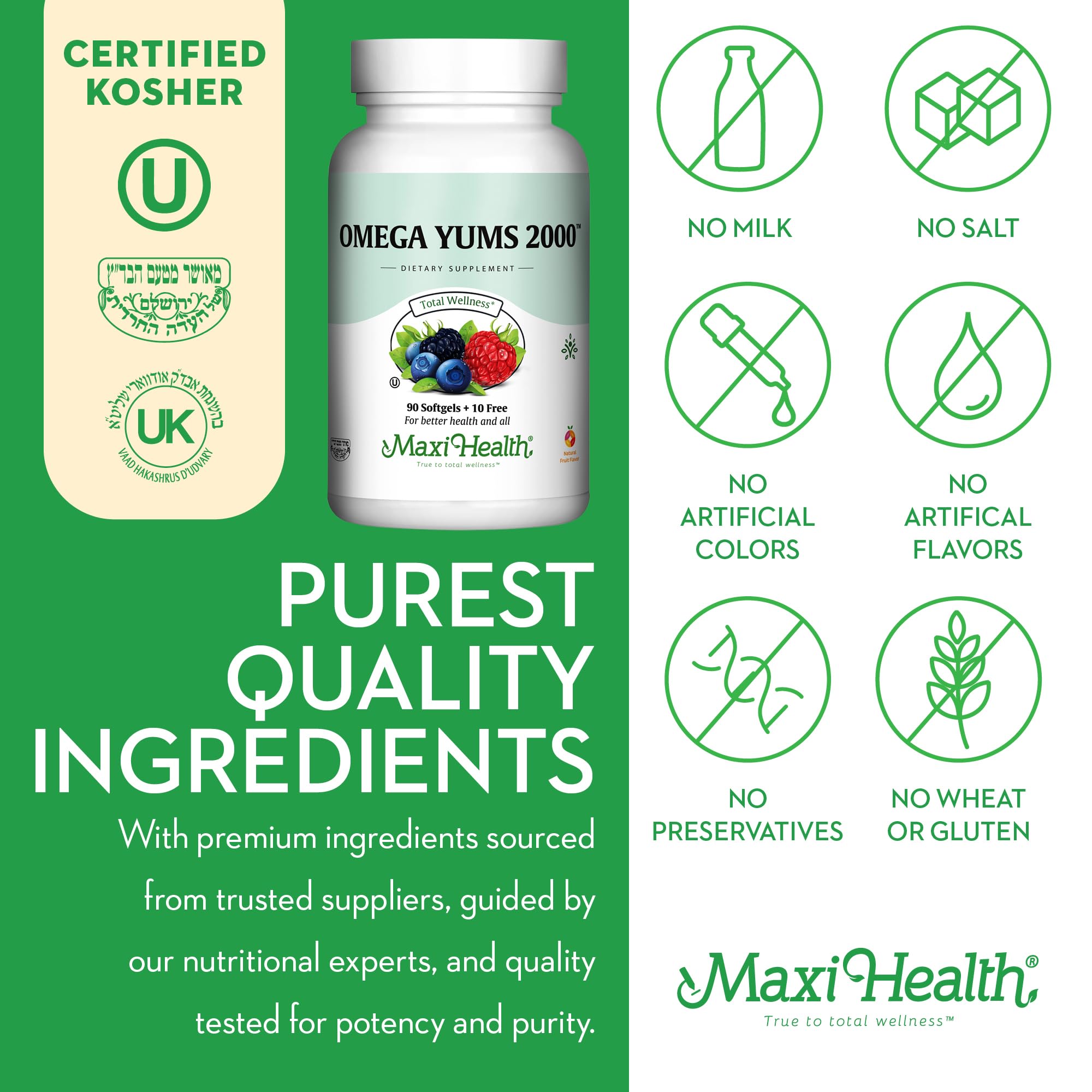 Maxi Health Omega Yums gummies with fresh fruit