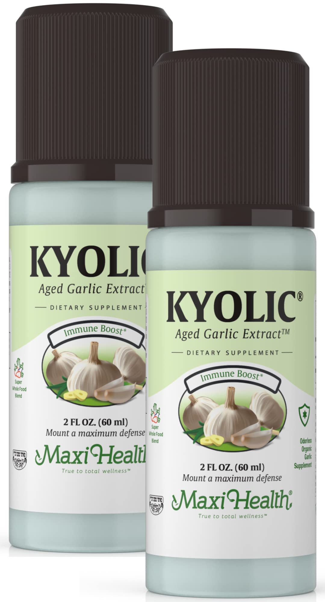 Maxi Health Organic Aged Garlic Extract Liquid Supplement bottle front view