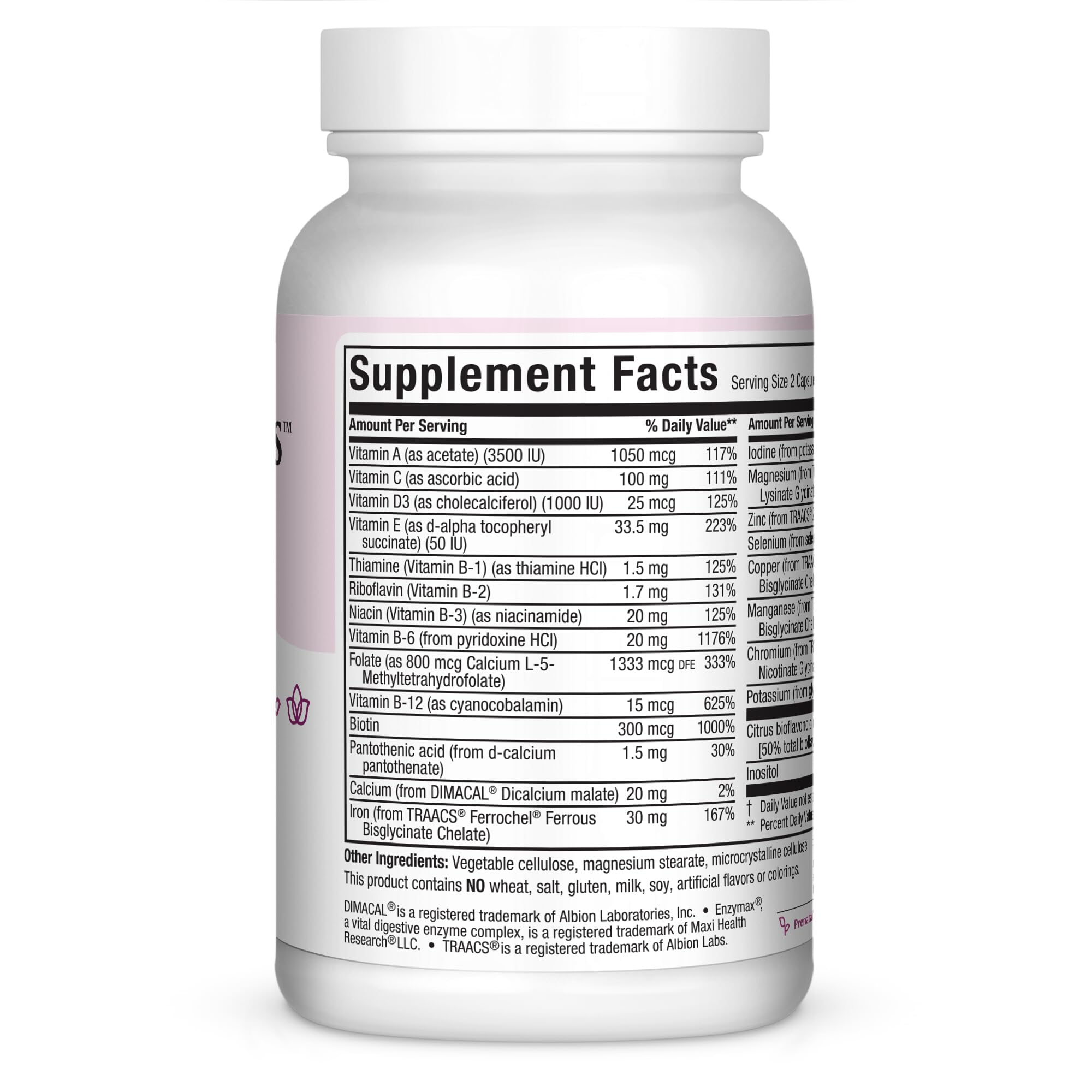 Maxi Health Prenatal Multivitamin small capsules side view