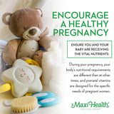 Maxi Health Prenatal Vitamins side view of bottle