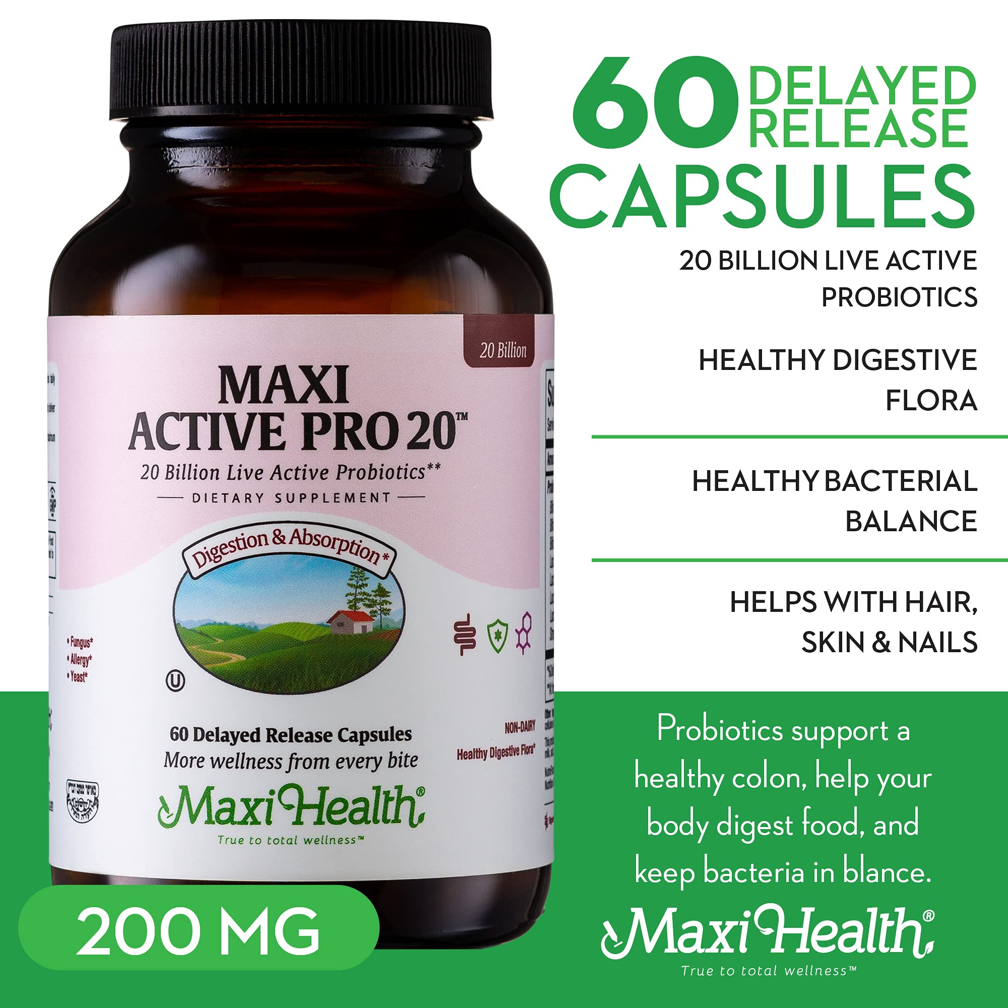 Maxi Health Probiotic Capsules back view with ingredient list