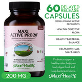 Maxi Health Probiotic Capsules back view with ingredient list