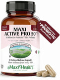 Maxi Health Probiotic Capsules front view with packaging