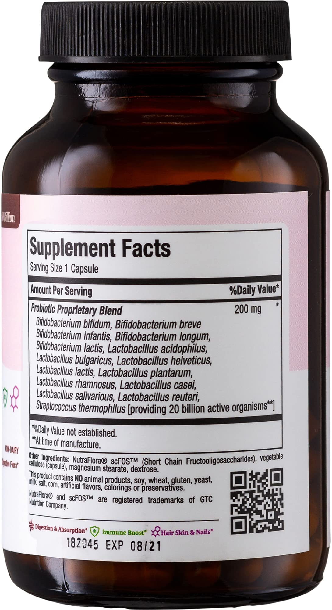 Maxi Health Probiotic Capsules side view showing capsule details