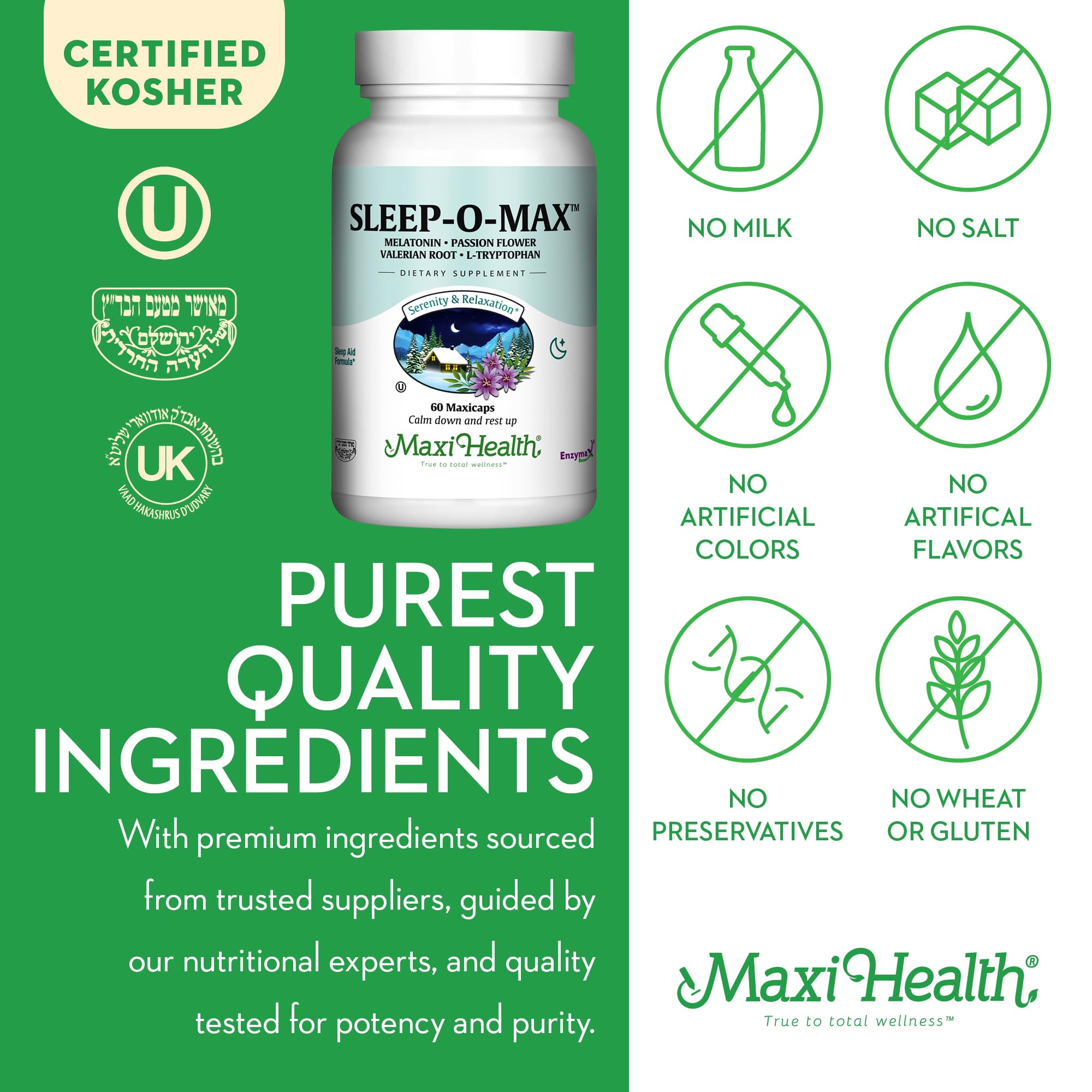 Maxi Health Sleep-O-Max herbal sleep supplement packaging