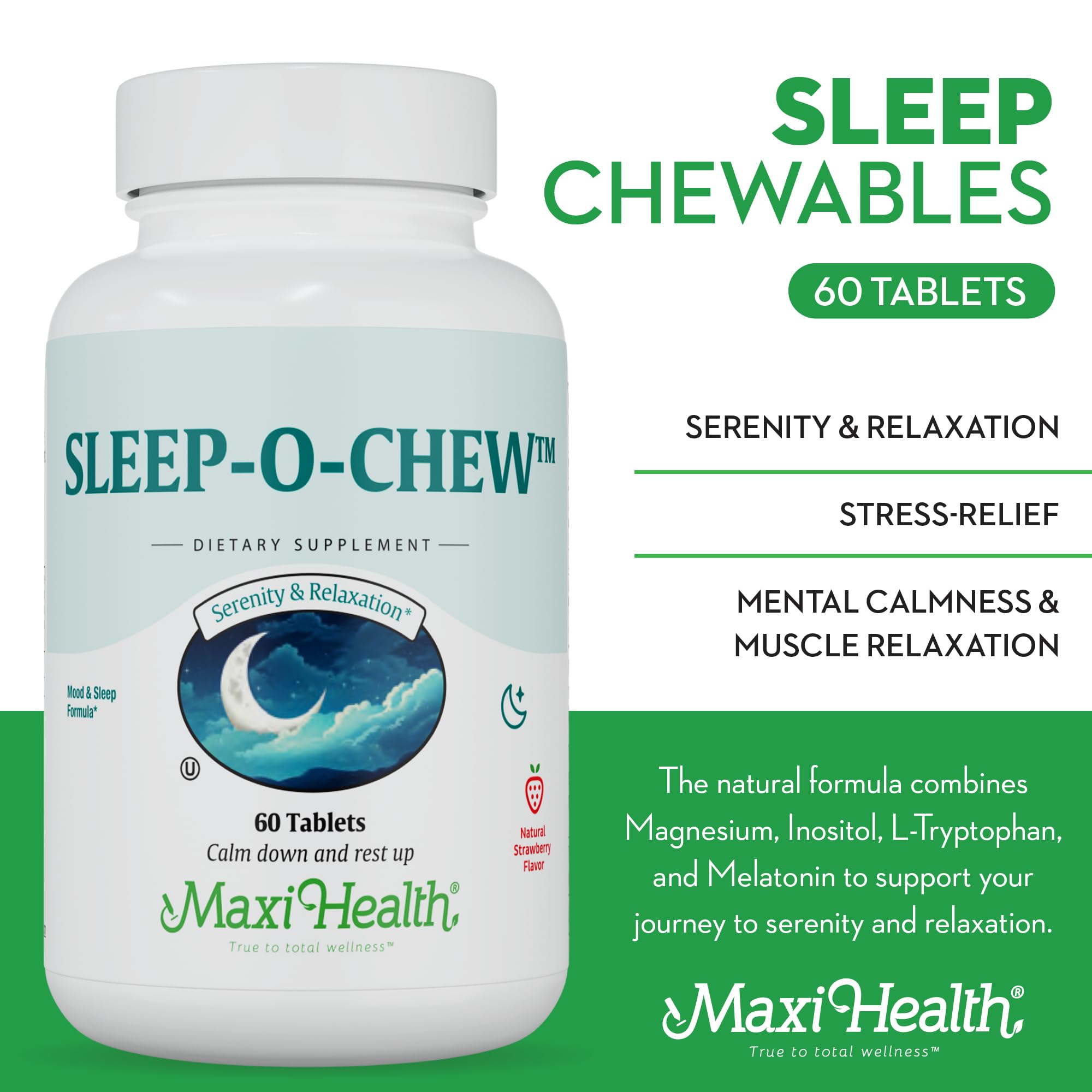 Maxi Health Sleep Supplements ingredients list on packaging