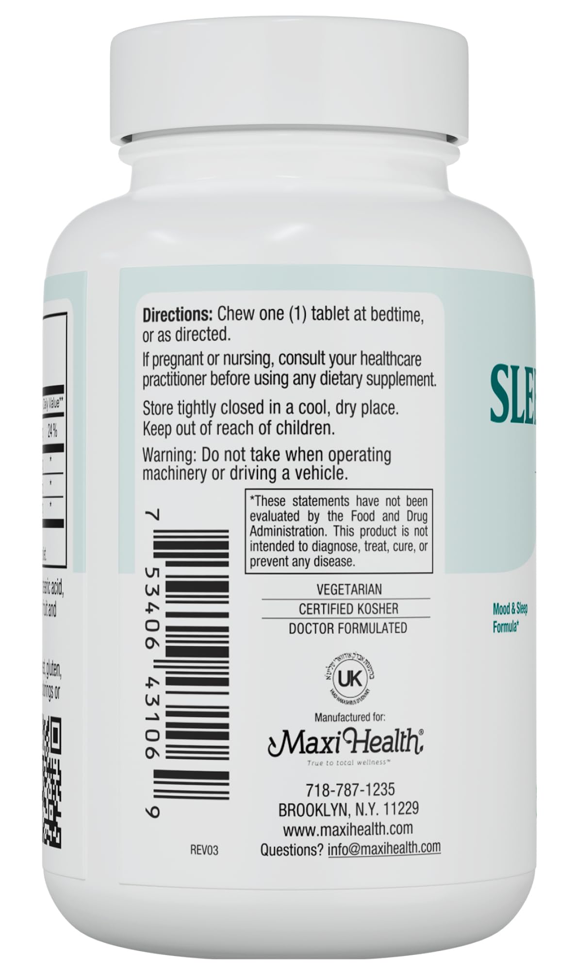 Maxi Health Sleep Supplements strawberry chewable tablets close-up