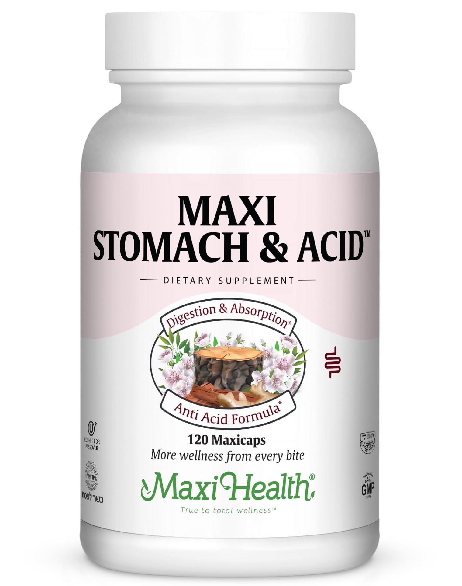 Maxi Health Slippery Elm Capsules 400mg front view of the bottle