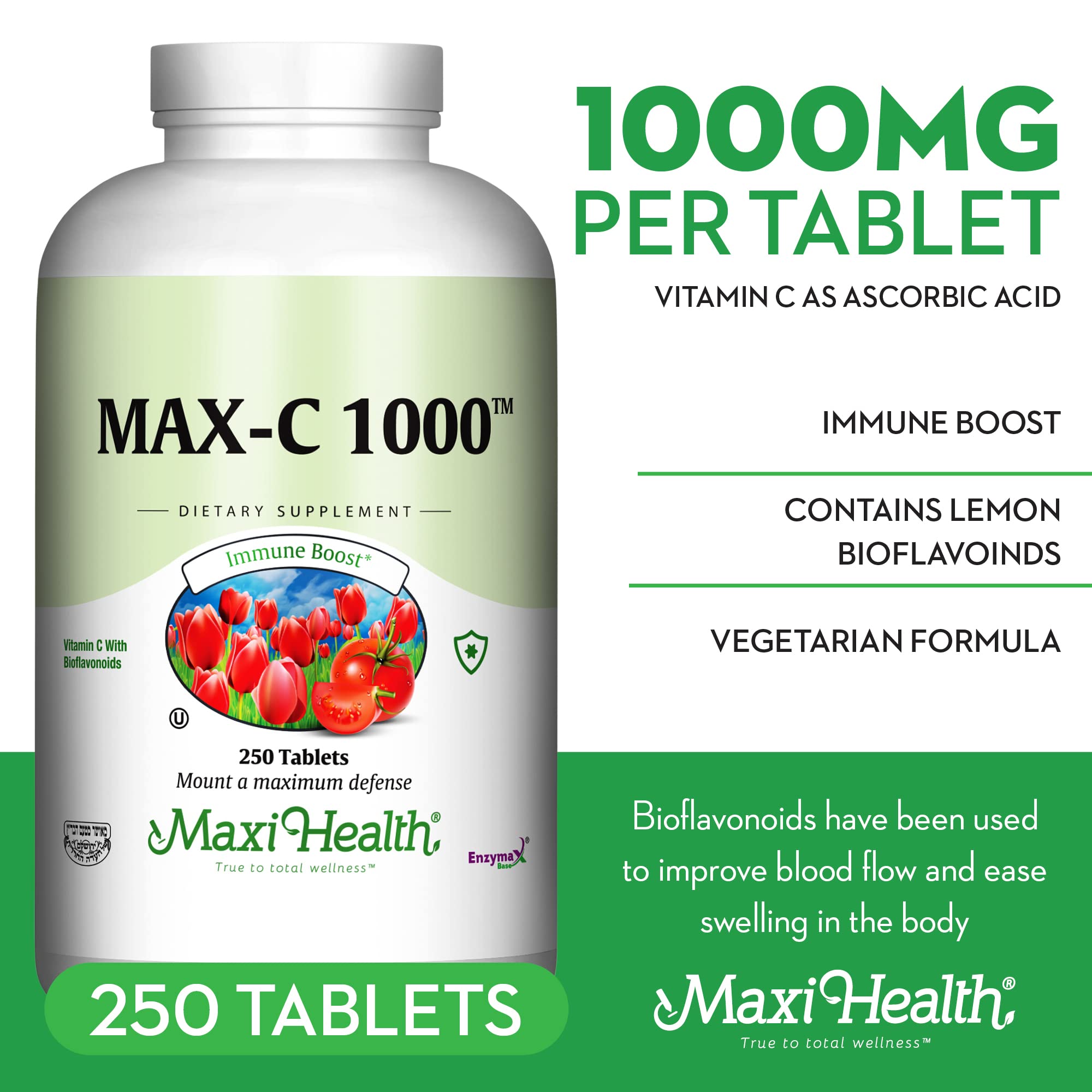 Maxi Health Vitamin C 1000mg tablets close-up