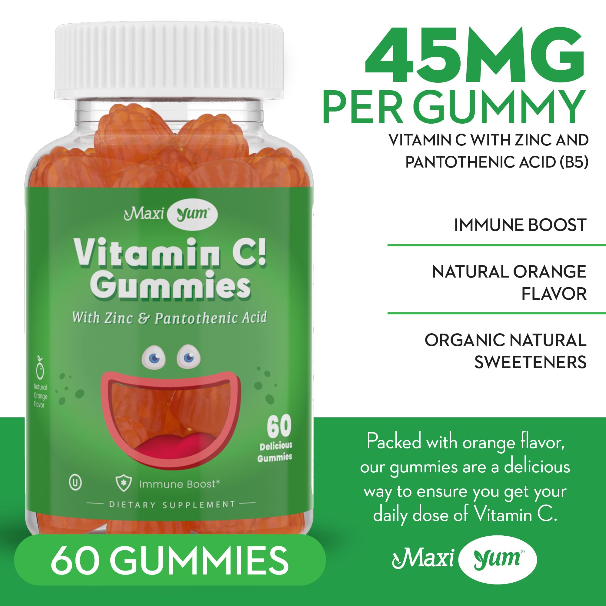 Maxi Health Vitamin C + Zinc Gummies close-up
