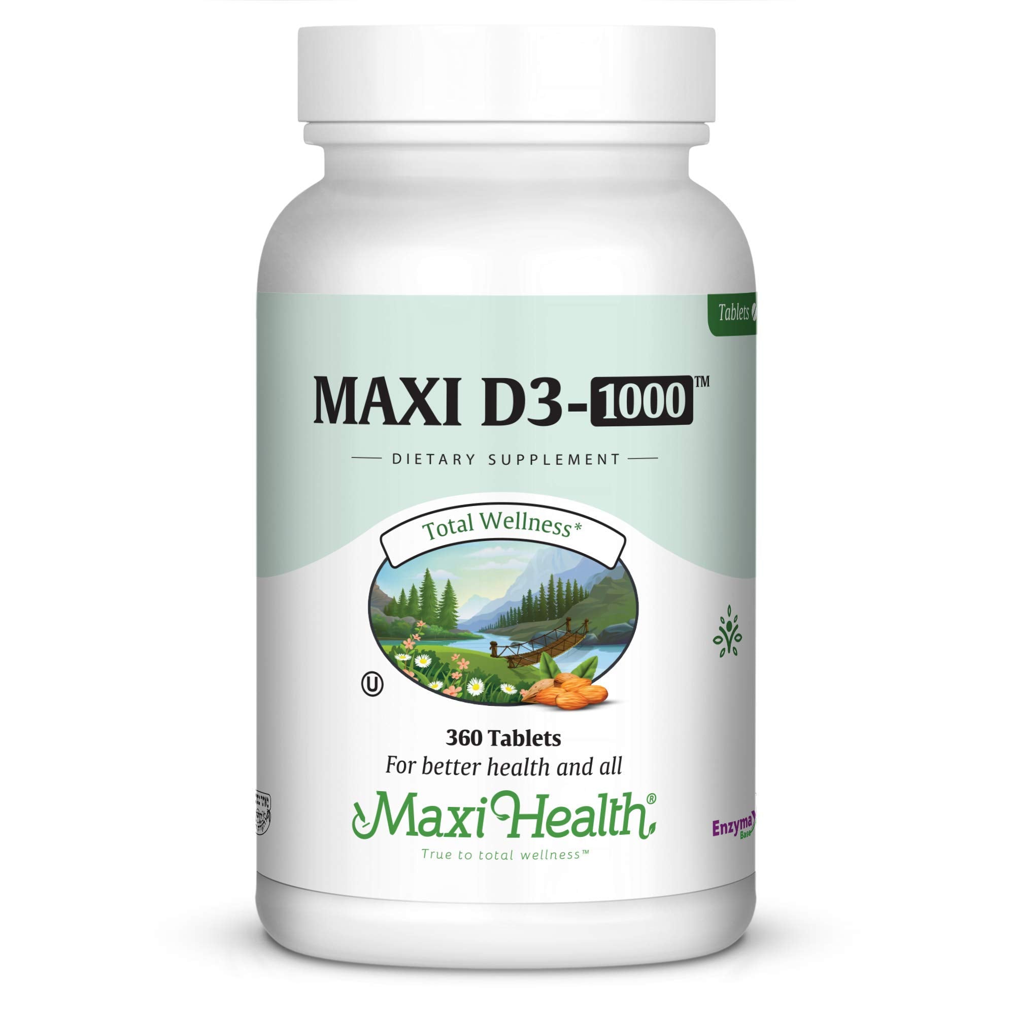 Maxi Health Vitamin D3 1000 IU Tablets front view with packaging