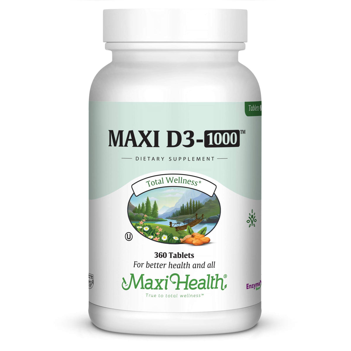 Maxi Health Vitamin D3 1000 IU Tablets front view with packaging