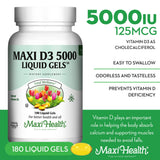 Maxi Health Vitamin D3 5000 IU softgels side view