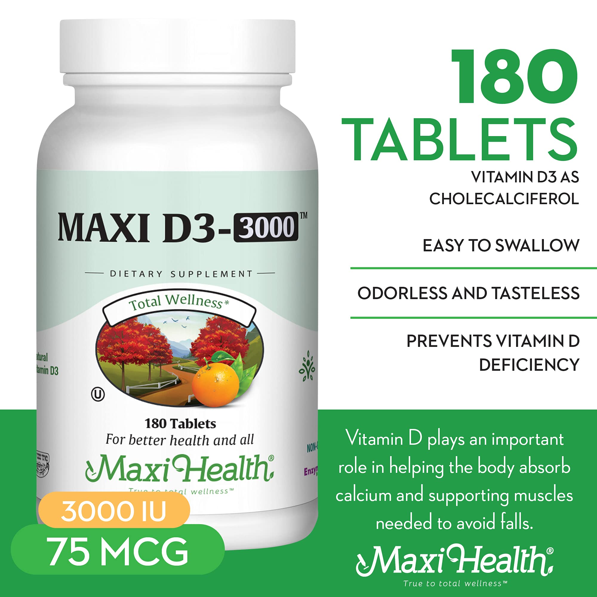 Maxi Health Vitamin D3 capsules close-up