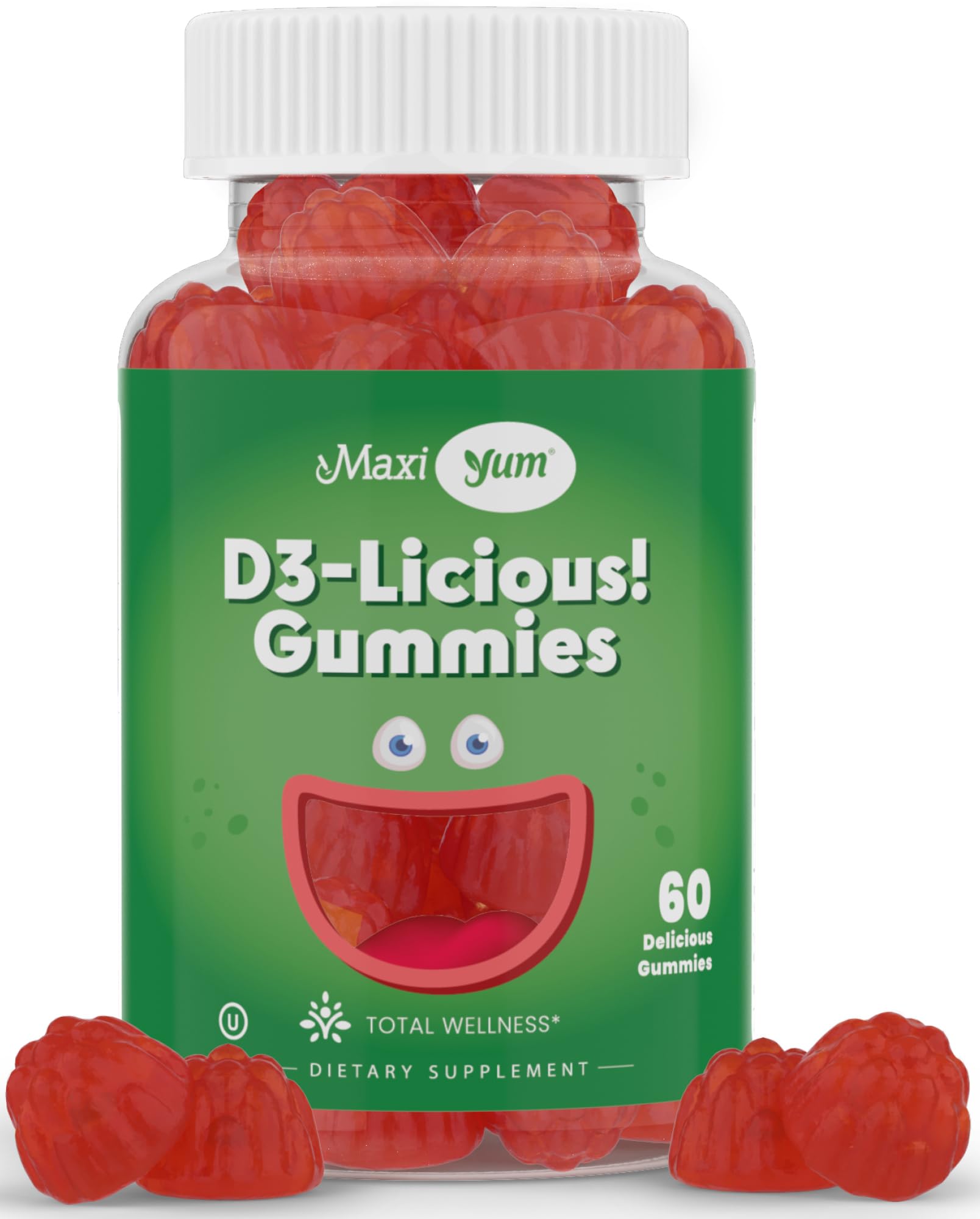 Maxi Health Vitamin D3 Gummies 1000 IU cherry flavour front view
