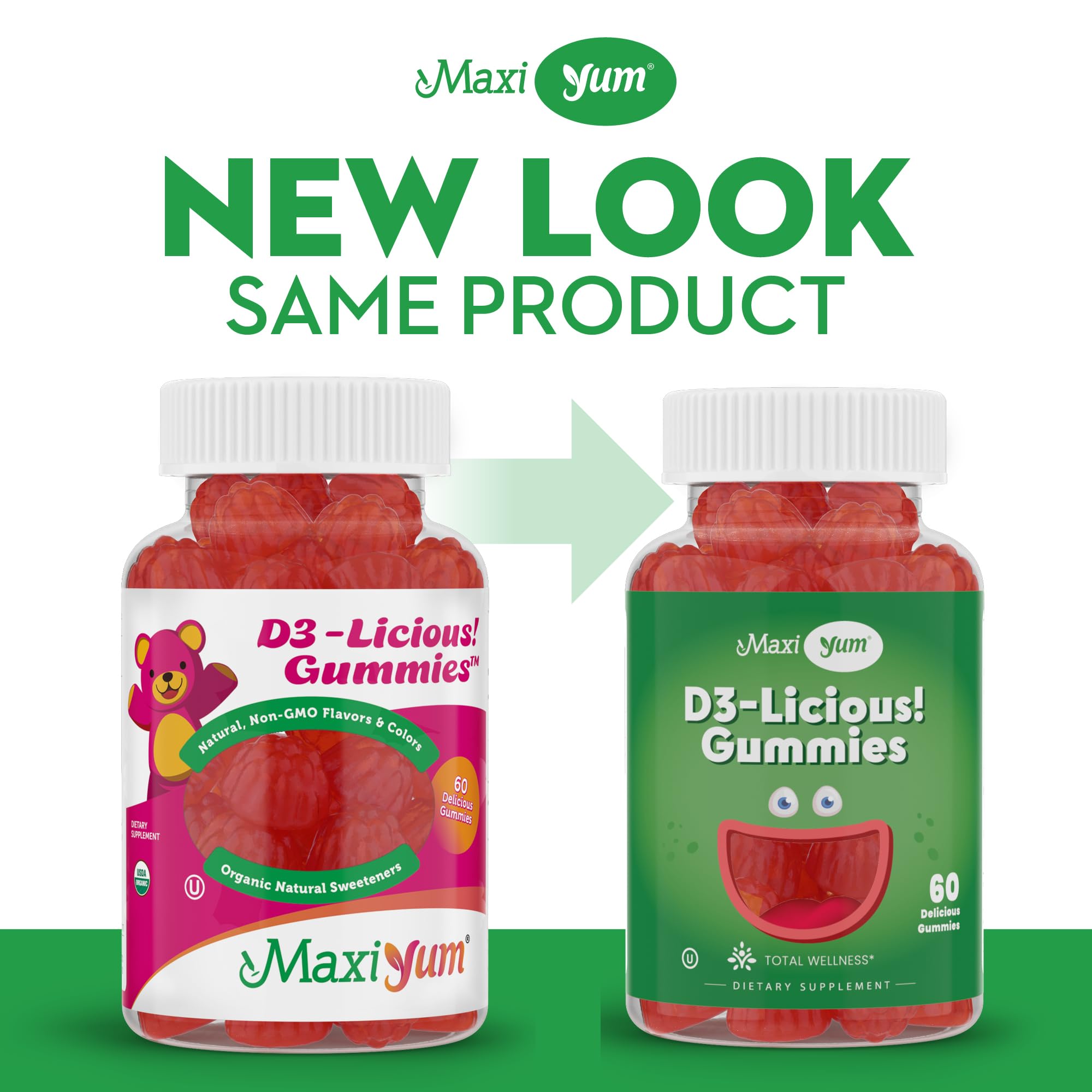 Maxi Health Vitamin D3 Gummies 60 count bottle side view