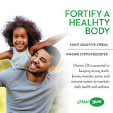 Maxi Health Vitamin D3 Gummies bottle with a cherry background