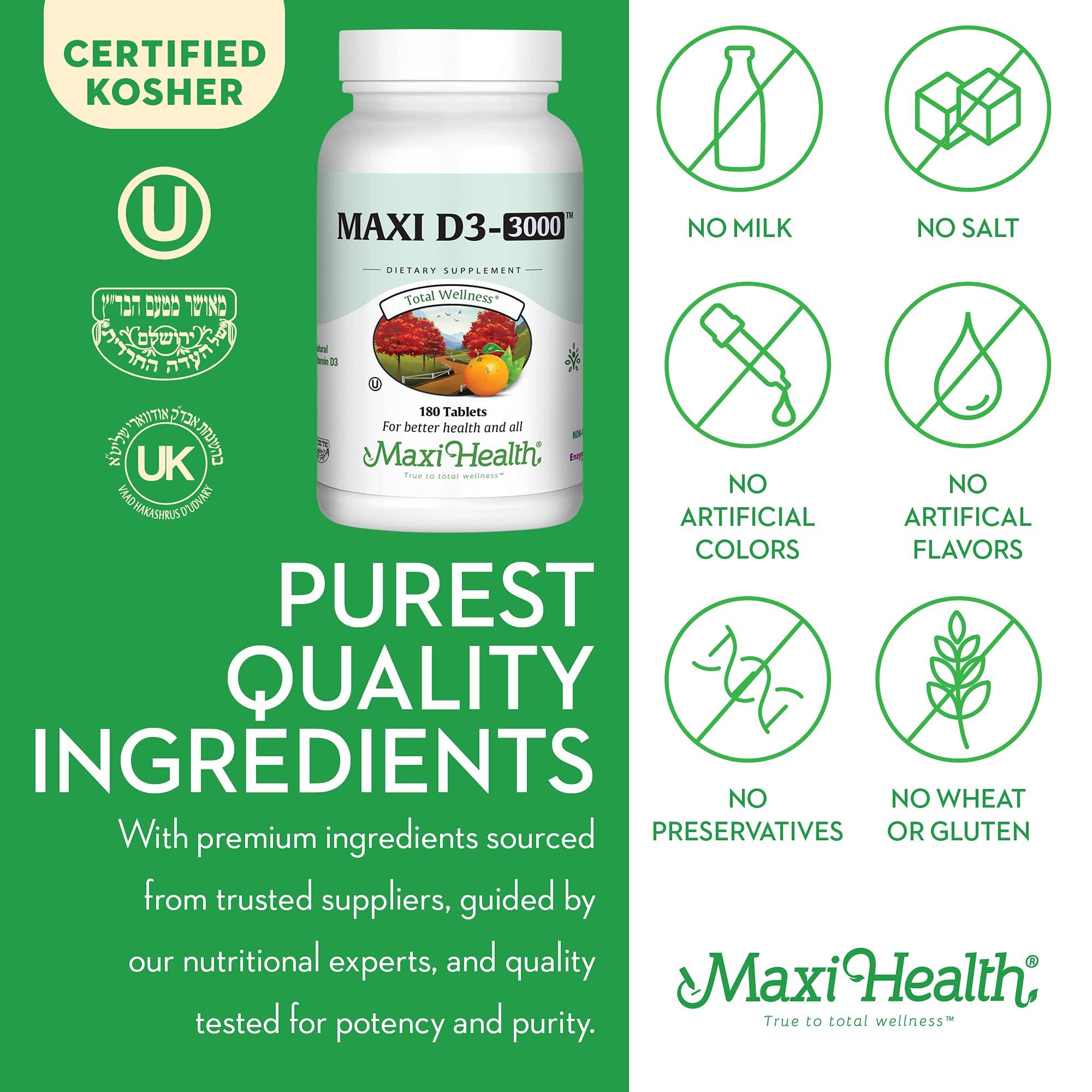 Maxi Health Vitamin D3 ingredients list
