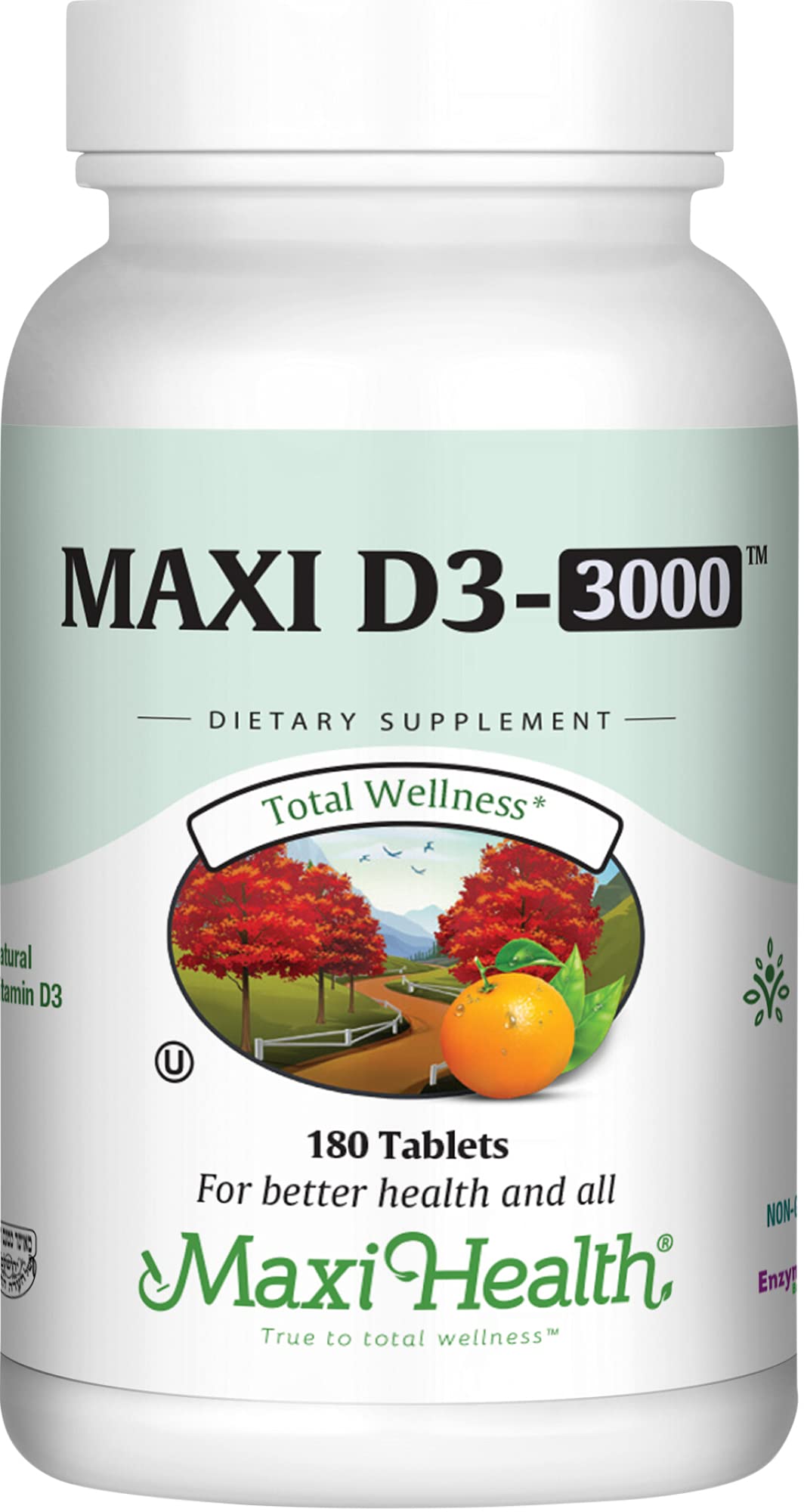 Maxi Health Vitamin D3 supplement front view packaging