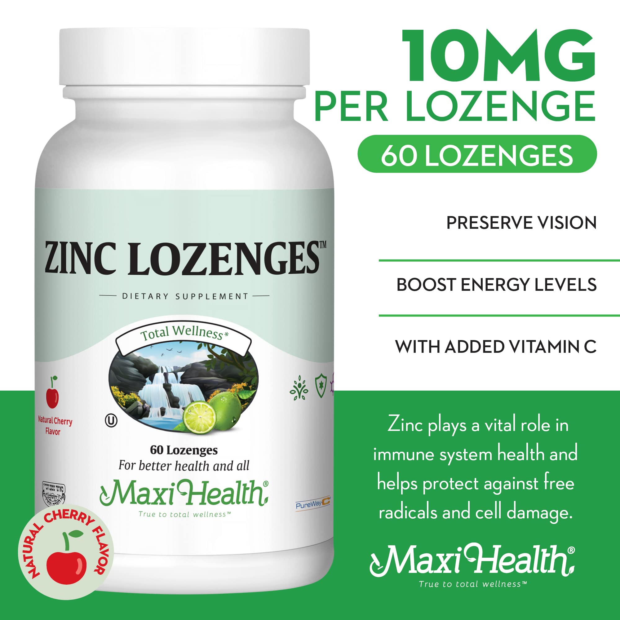 Maxi Health Zinc Lozenges Cherry Flavour packaging