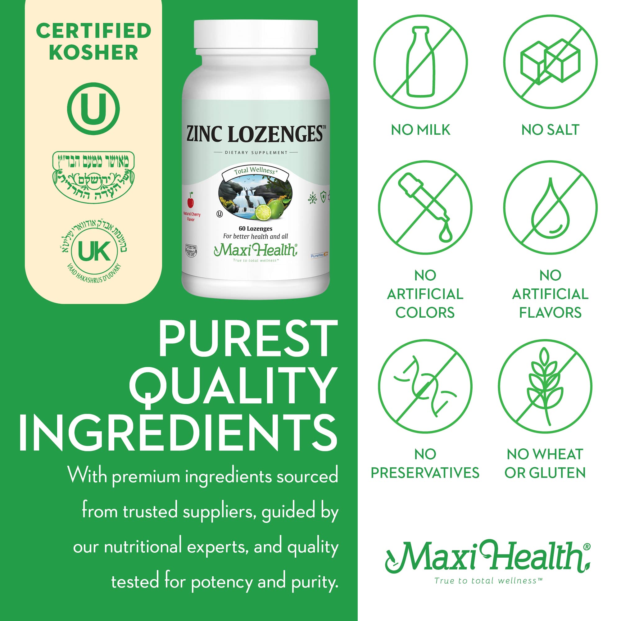 Maxi Health Zinc Lozenges Cherry Flavour side view