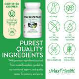 Maxi Health Zinc Lozenges Cherry Flavour side view