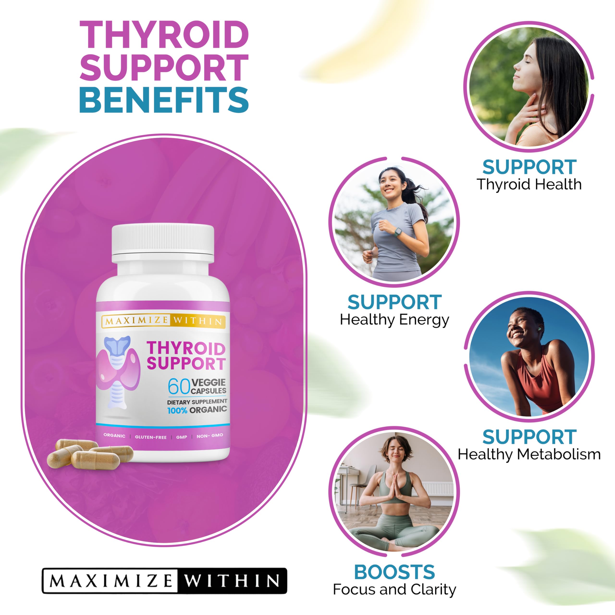 Maximize Within Thyroid Support Supplement back view with ingredient list