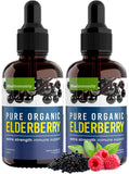 MaxImmunity Elderberry Liquid Drops front view, two 1oz bottles