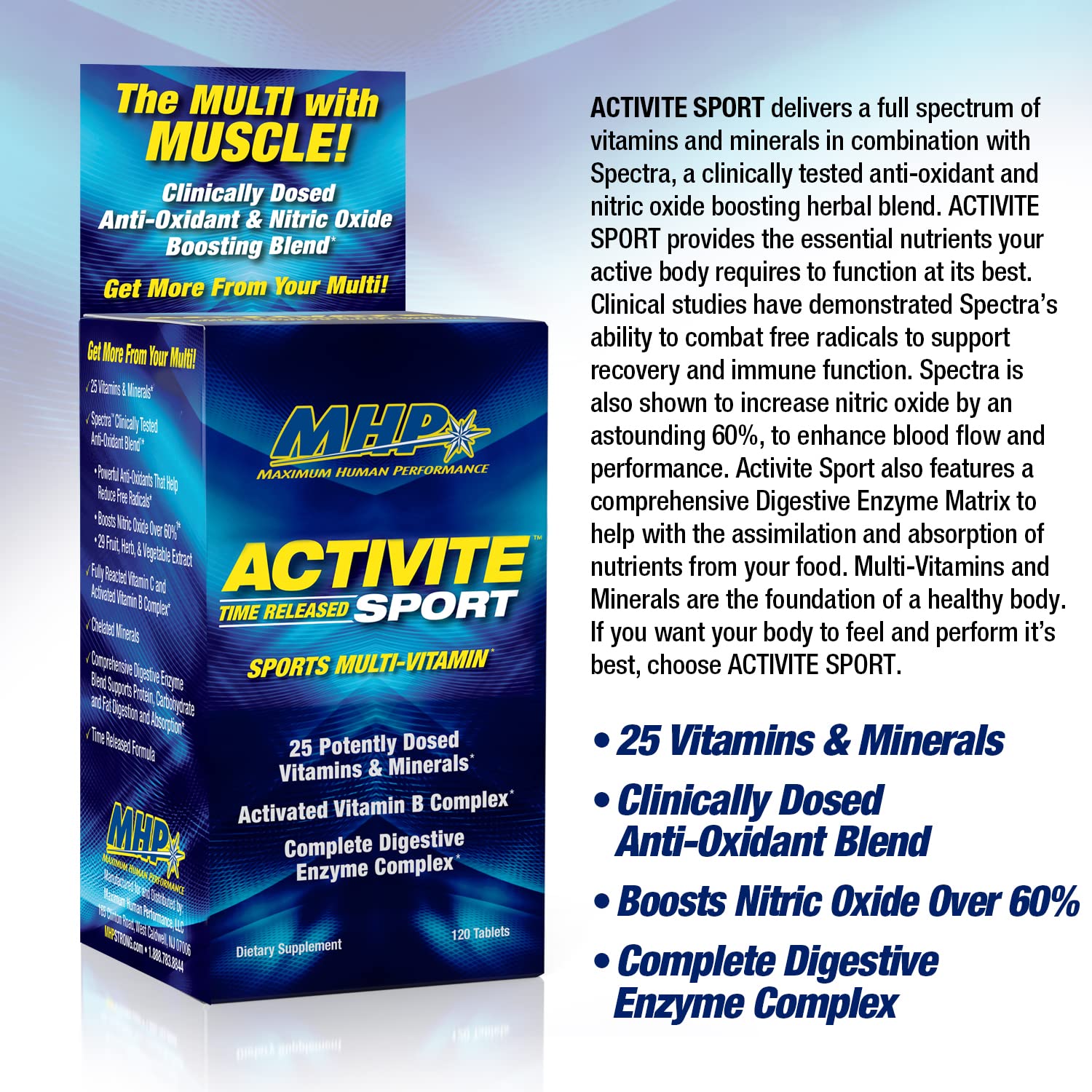 Maximum Human Performance Activite Sport Multi-Vitamin 120 Tablets packaging