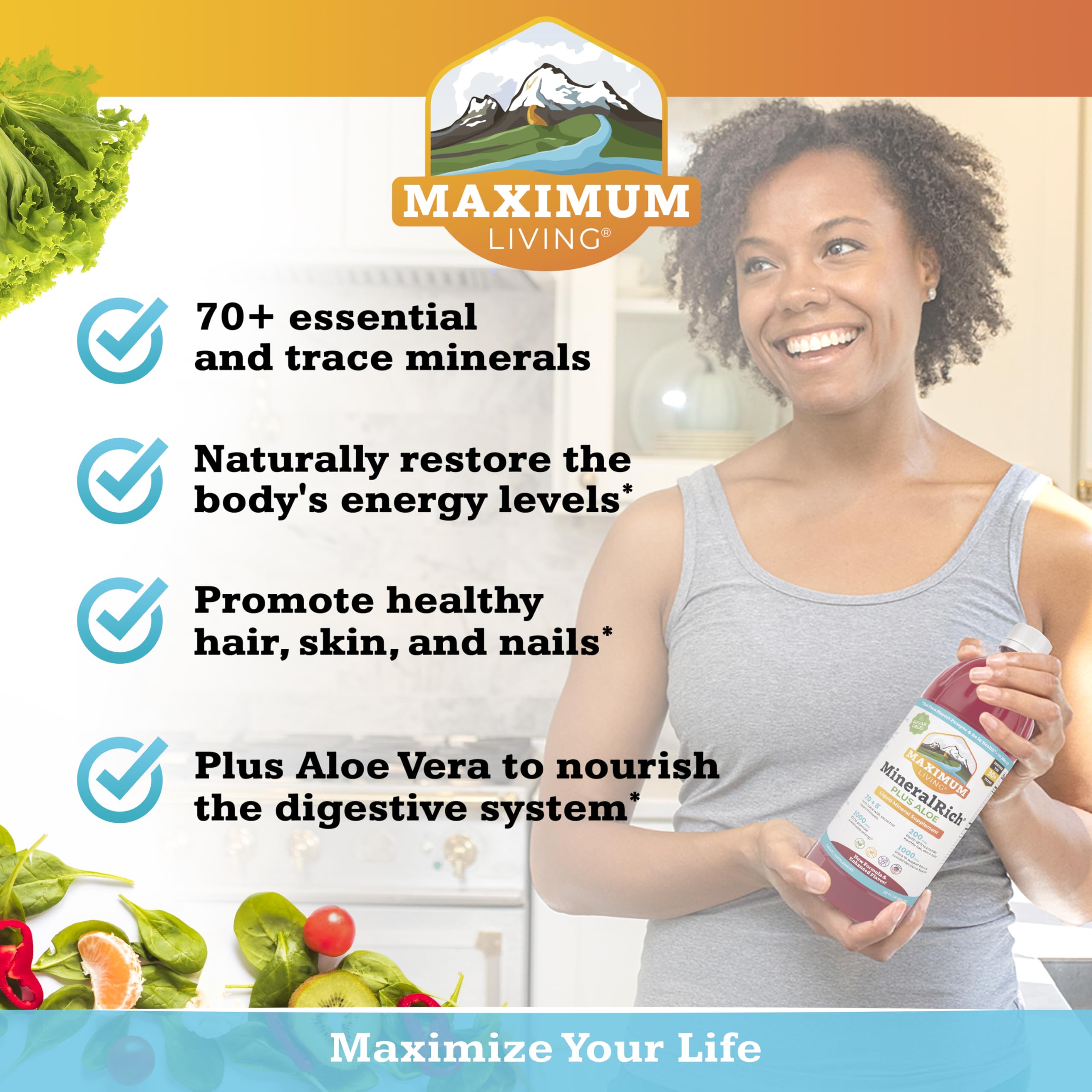 Maximum Living Blended Vitamin & Mineral Supplement label close-up