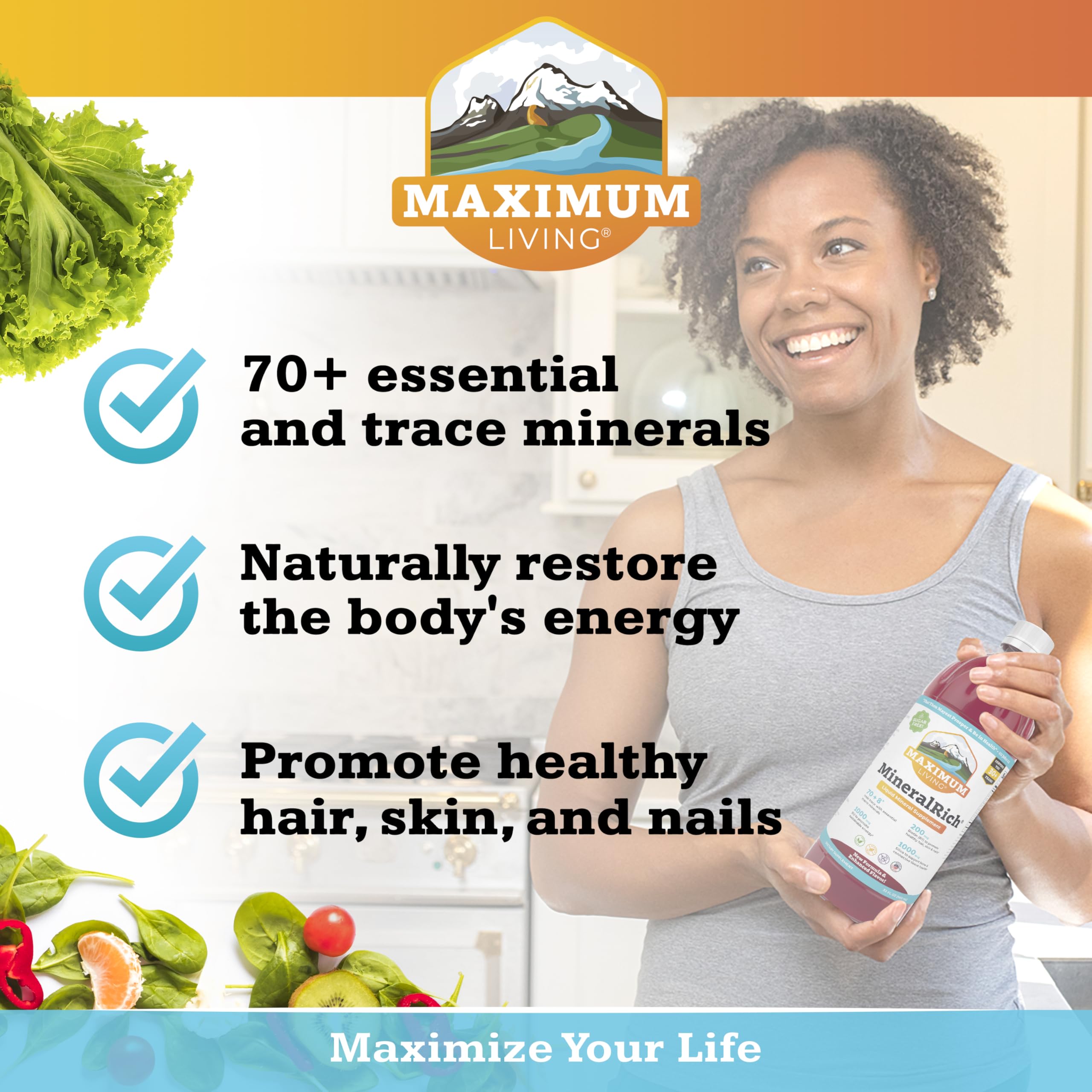 Maximum Living Trace Minerals 454g liquid in a glass