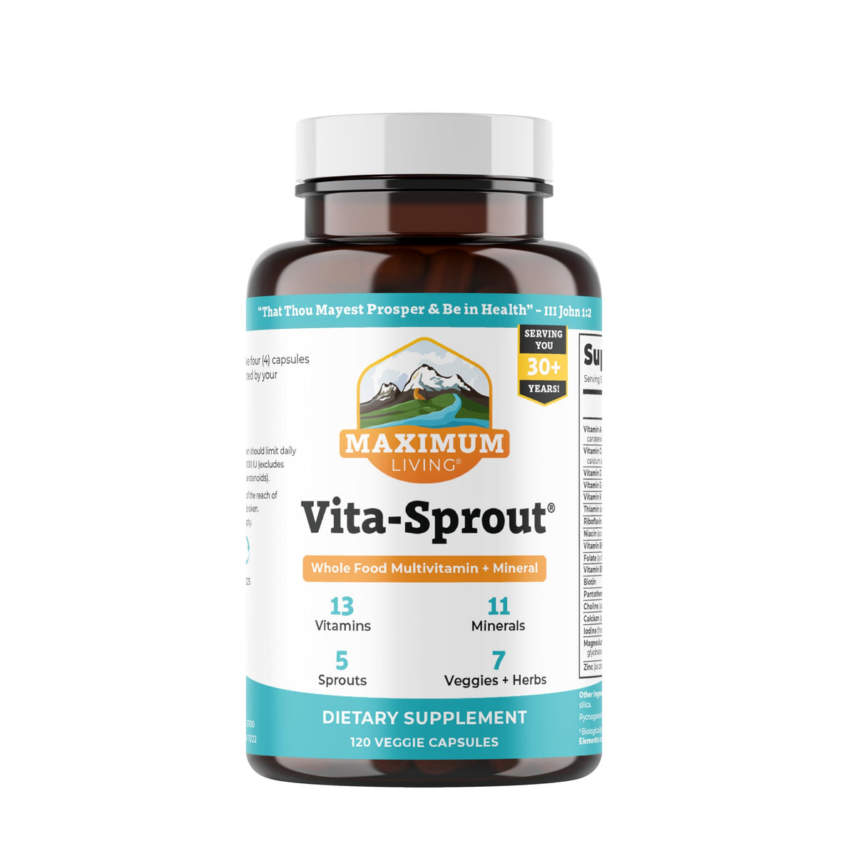 Maximum Living VitaSprout blended vitamin and mineral supplement front view