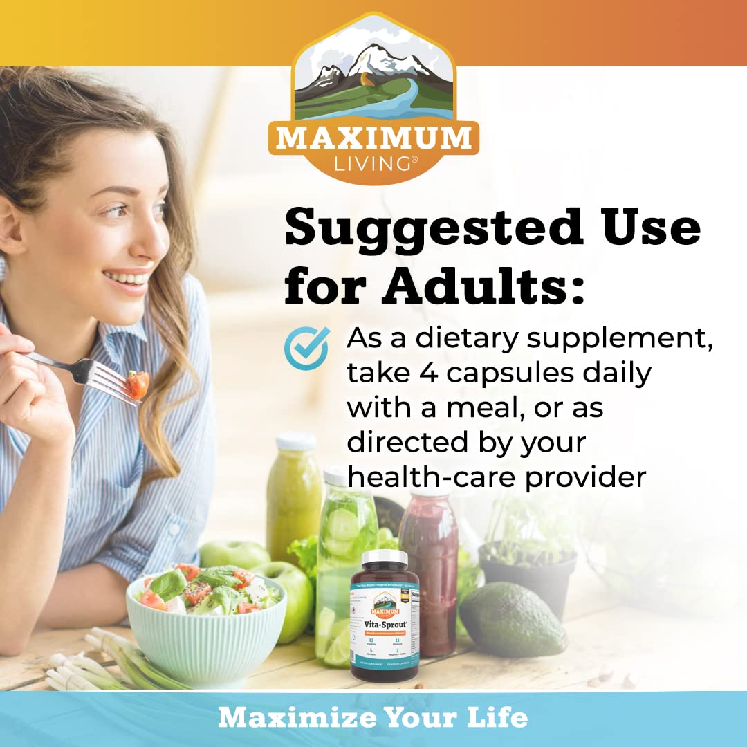 Maximum Living VitaSprout blended vitamin and mineral supplement side view