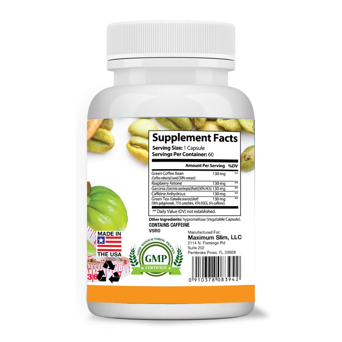 Maximum Slim Garcinia Cambogia Green Coffee Bean Extract bottle on a table