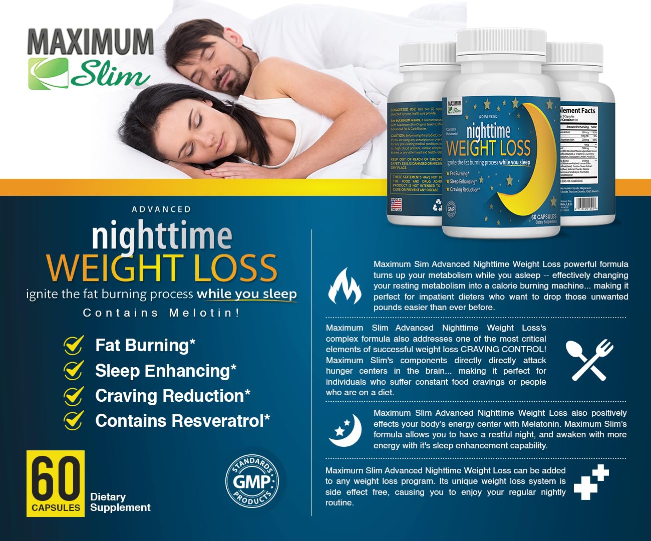 Maximum Slim Sleep & Slim Support 68g side view with ingredients