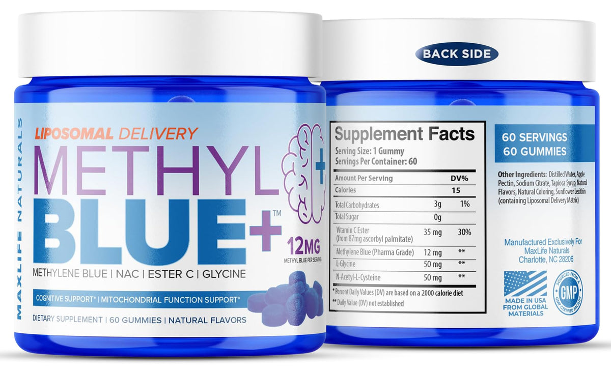 MAXLIFE NATURALS Methylene Blue Gummies bottle front view