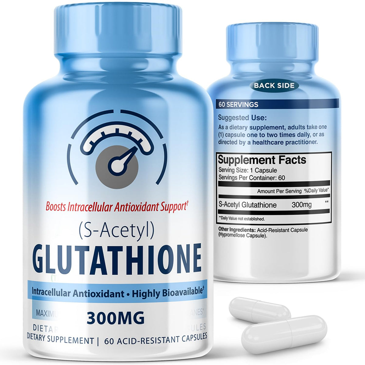MAXLIFE NATURALS S-Acetyl L-Glutathione 300mg Capsules front view