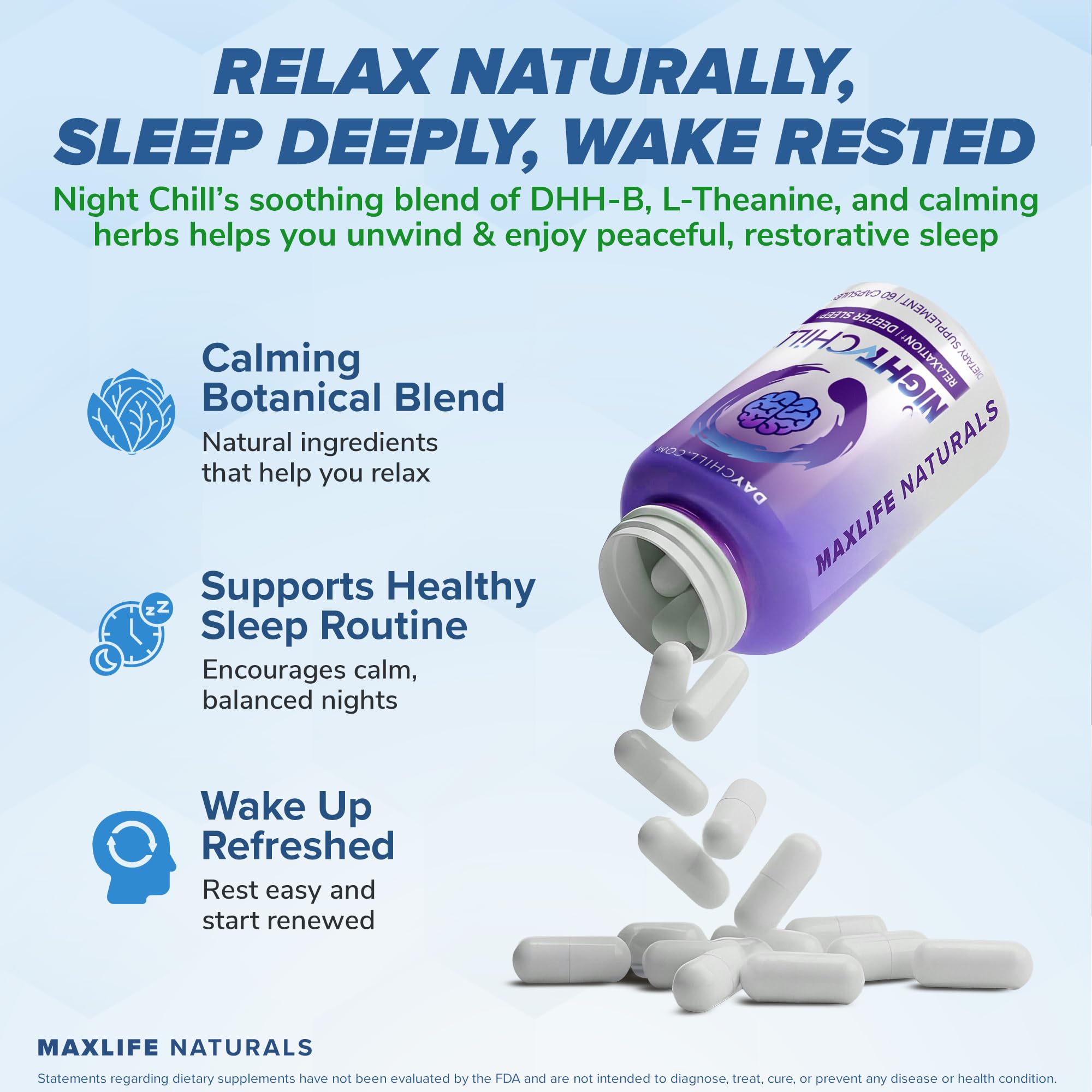 MAXLIFE NATURALS Sleep Supplement capsules close-up