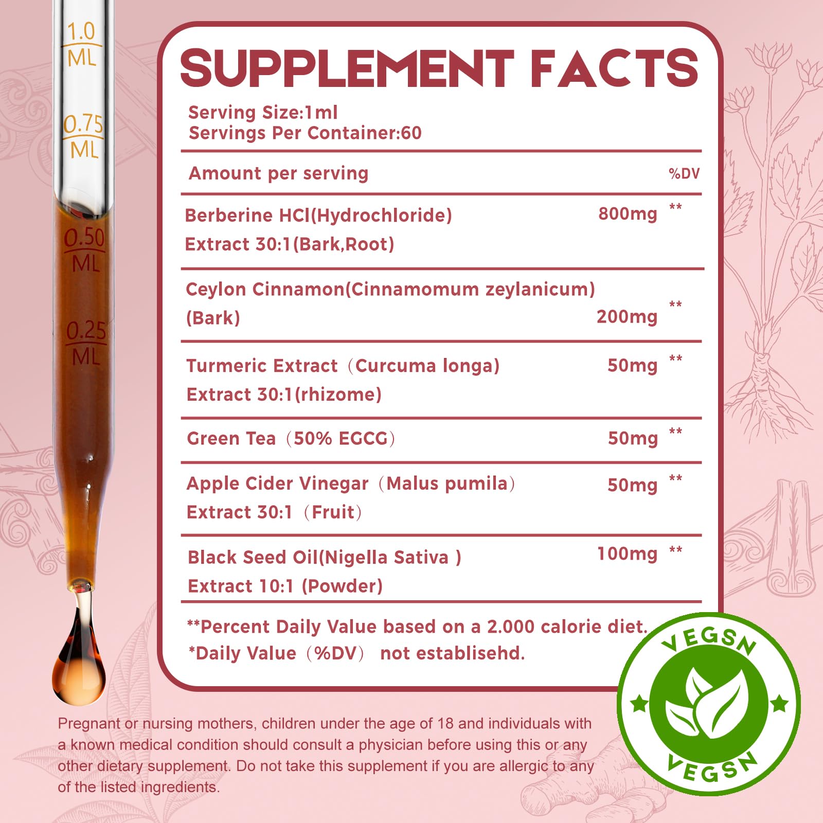 MaxuraFit Cinnamon Berberine Liquid Drops 142g back view