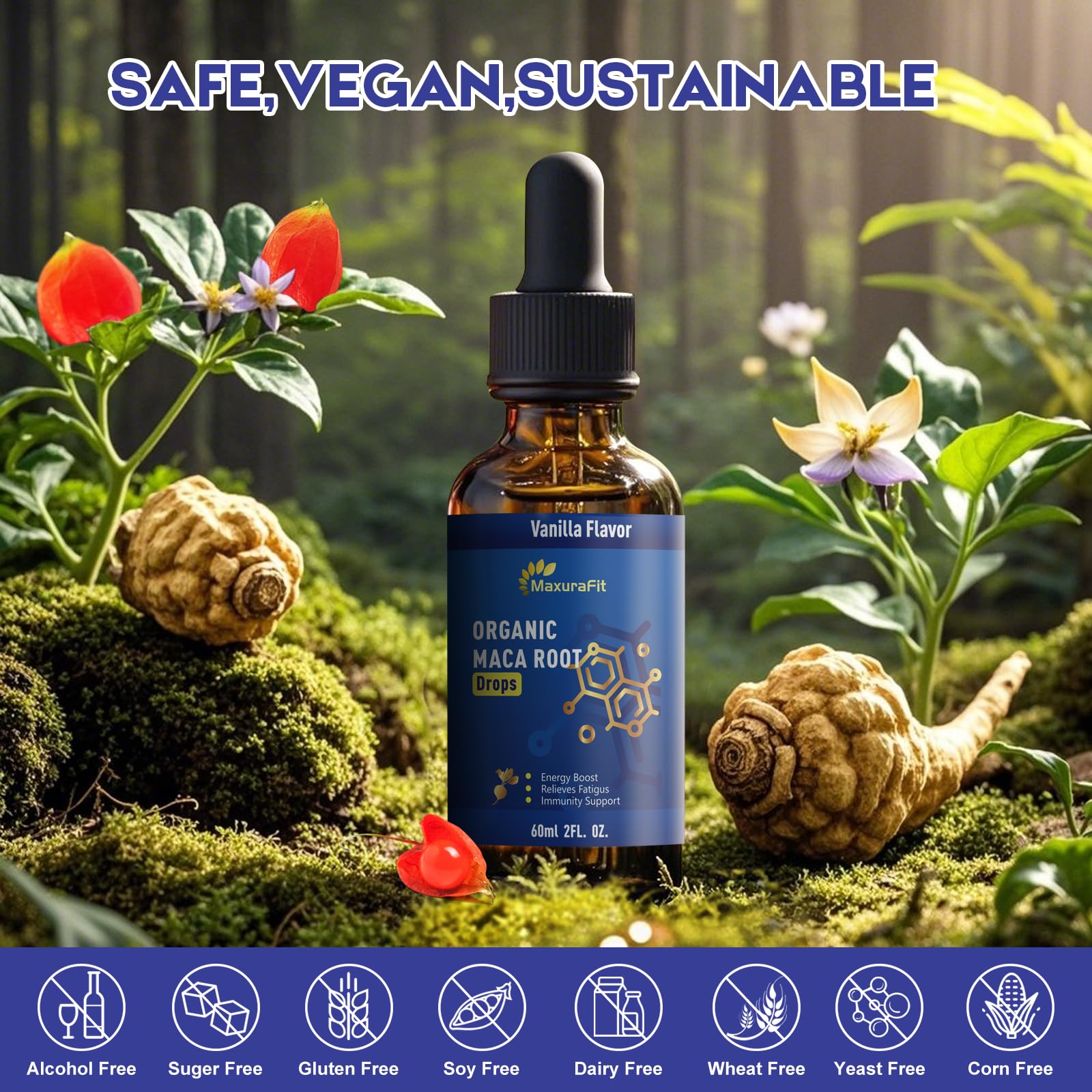 MaxuraFit Maca Root & Ashwagandha Tincture ingredients list