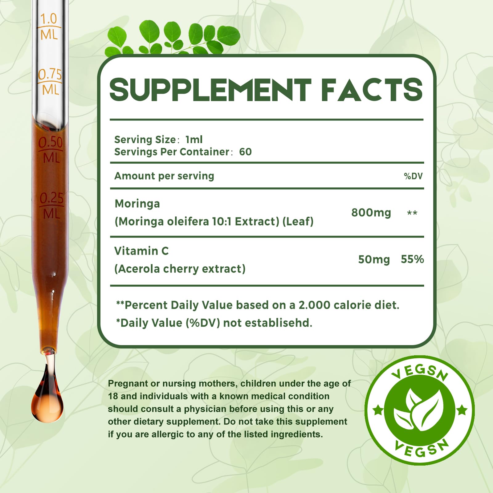MaxuraFit Moringa Leaf Drops bottle with label