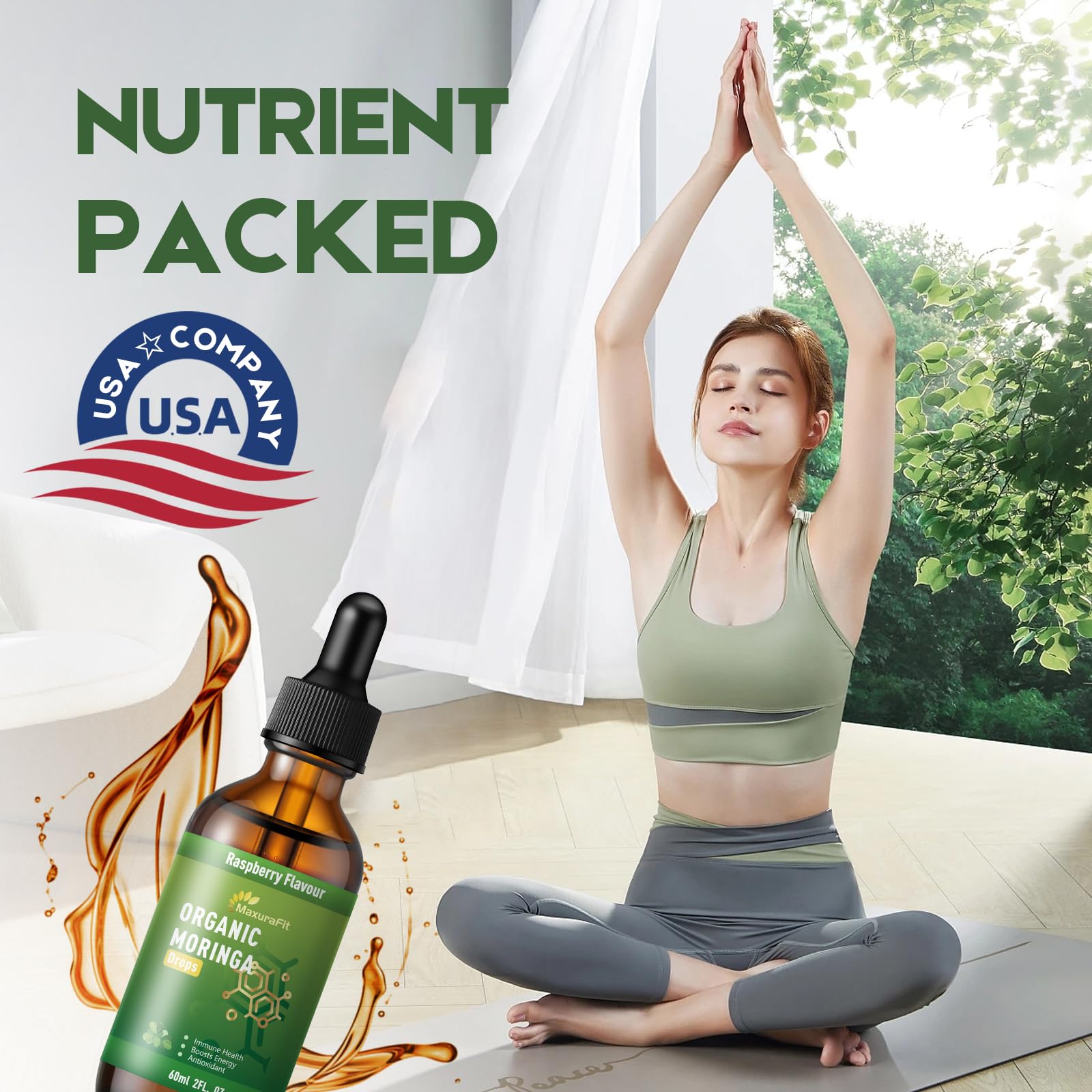 MaxuraFit Moringa Leaf Drops dropper close-up